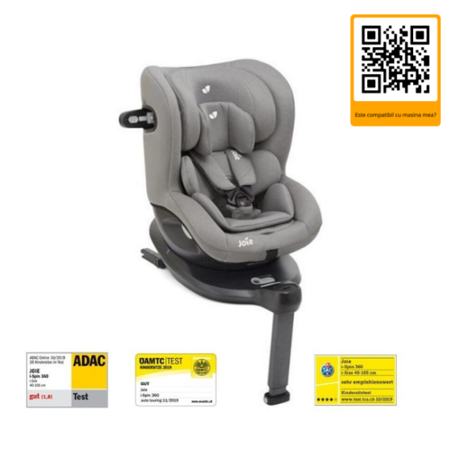 Joie - Scaun auto i-Spin 360° Gray Flannel, nastere - 105 cm BBBC1801KAGFL000