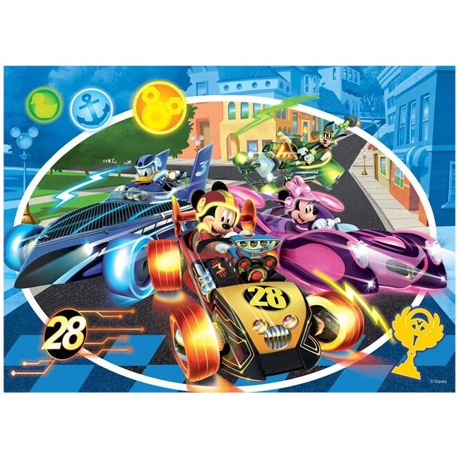 Puzzle de colorat - mickey in cursa (24 piese)
