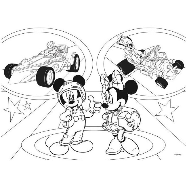 Puzzle de colorat - mickey in cursa (24 piese)