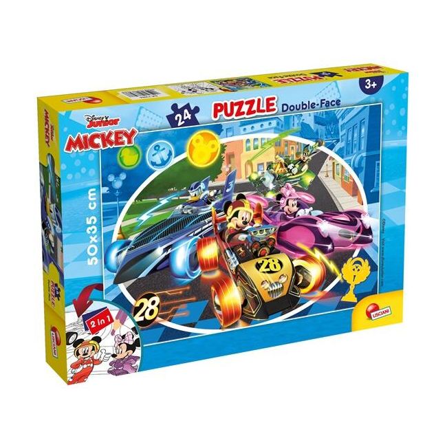 Puzzle de colorat - mickey in cursa (24 piese)