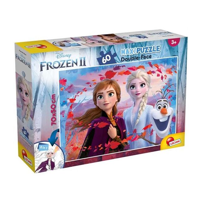 Puzzle de colorat maxi - elsa, anna si olaf (60 piese)