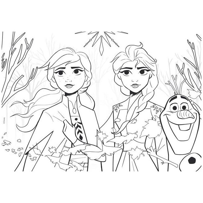 Puzzle de colorat maxi - elsa, anna si olaf (60 piese)