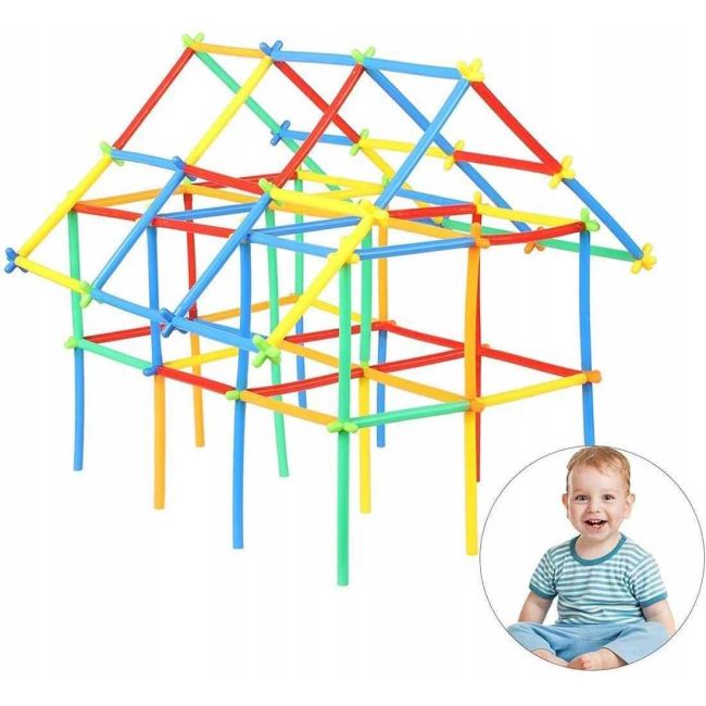 Set de construit cu paie 408 piese Iso Trade MY17725 BBJMY17725_Initiala