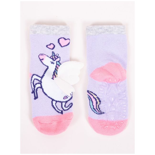 Sosete flausate cu talpa antiderapanta pentru fetite cu elemente / tesatura 3D SKA-29G