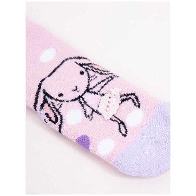 Sosete flausate cu talpa antiderapanta pentru fetite cu elemente / tesatura 3D SKA-29G