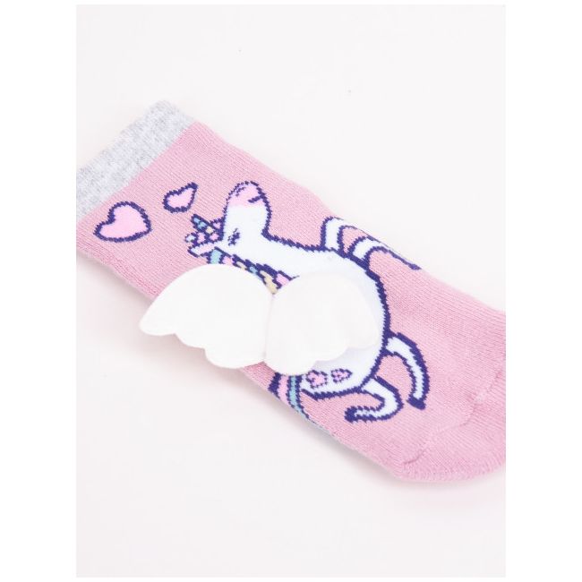 Sosete flausate cu talpa antiderapanta pentru fetite cu elemente / tesatura 3D SKA-29G