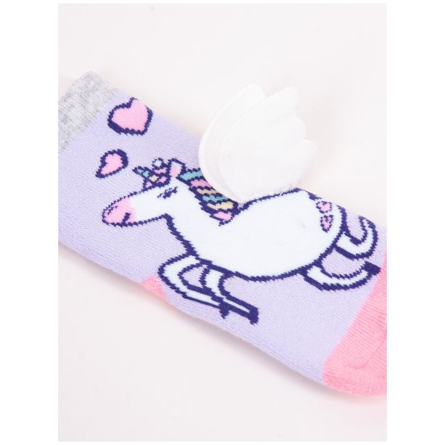 Sosete flausate cu talpa antiderapanta pentru fetite cu elemente / tesatura 3D SKA-29G