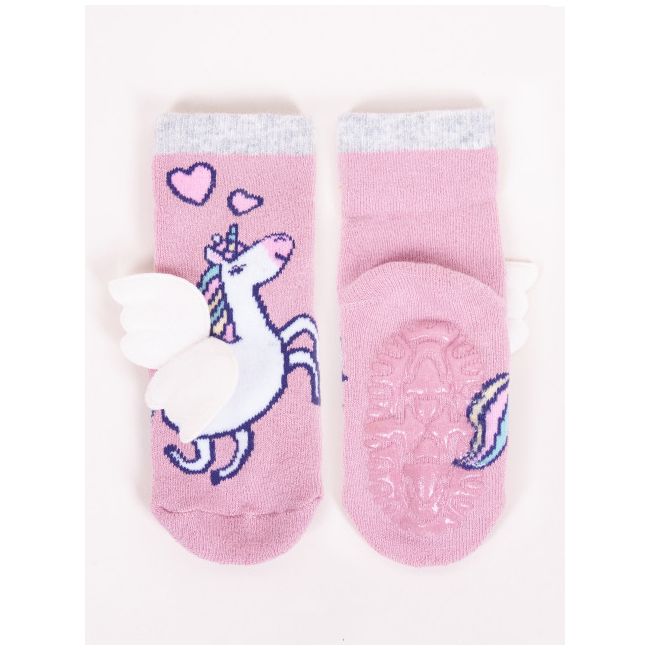 Sosete flausate cu talpa antiderapanta pentru fetite cu elemente / tesatura 3D SKA-29G