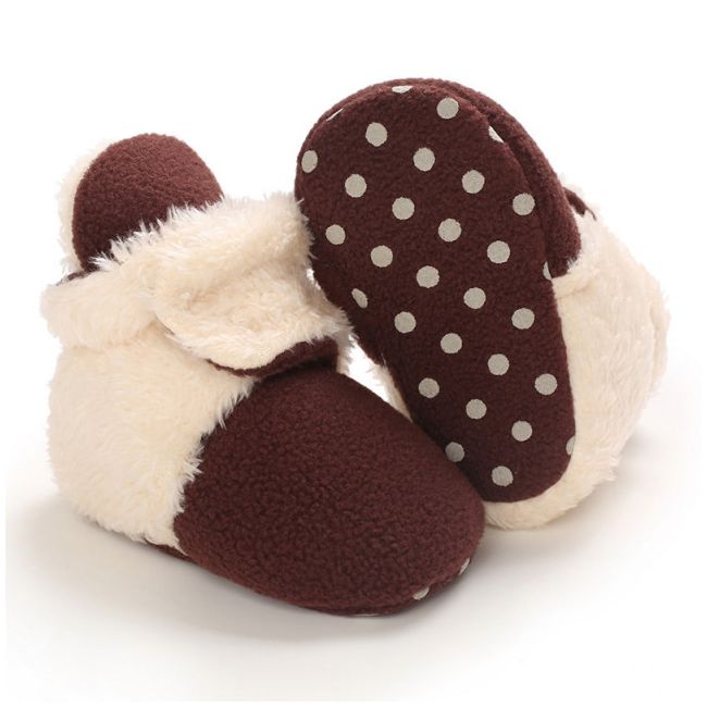 Cizmulite plusate crem cu visiniu pentru bebelusi MBB255-3-sa2