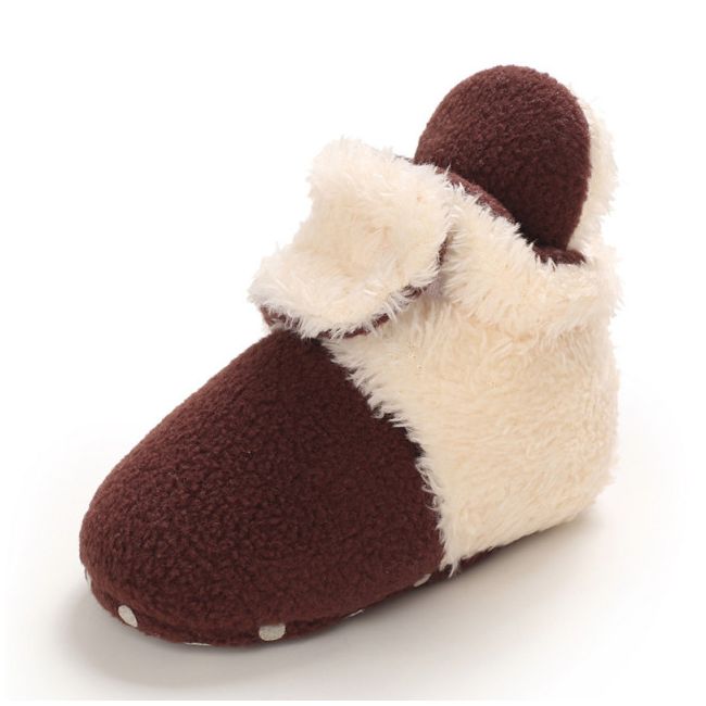 Cizmulite plusate crem cu visiniu pentru bebelusi MBB255-3-sa2