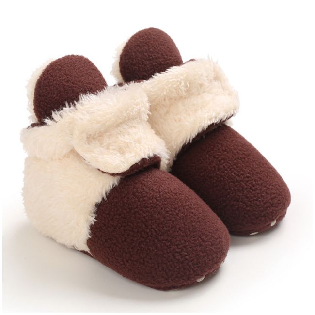 Cizmulite plusate crem cu visiniu pentru bebelusi MBB255-3-sa2