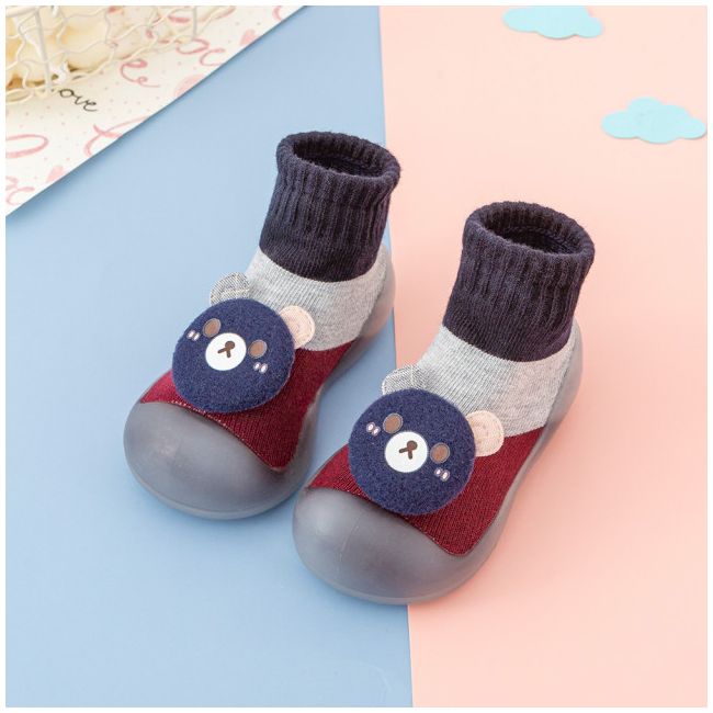 Mocasini in nuante de gri si visiniu cu talpa antiderapanta MDDW925-4-mo5