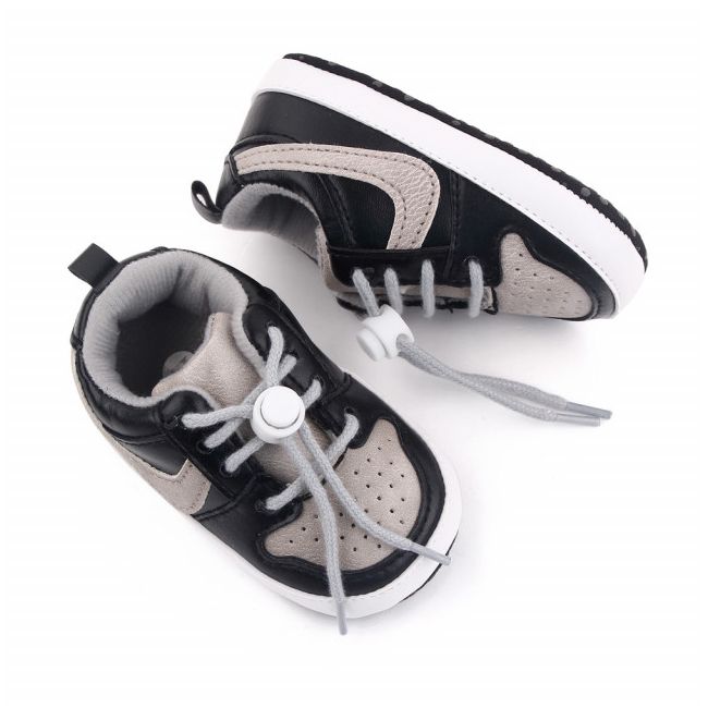 Adidasi gri cu negru pentru baietei ADd2660-1-p8.3-6 luni (Marimea 18 incaltaminte)