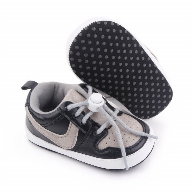 Adidasi gri cu negru pentru baietei ADd2660-1-p8.3-6 luni (Marimea 18 incaltaminte)