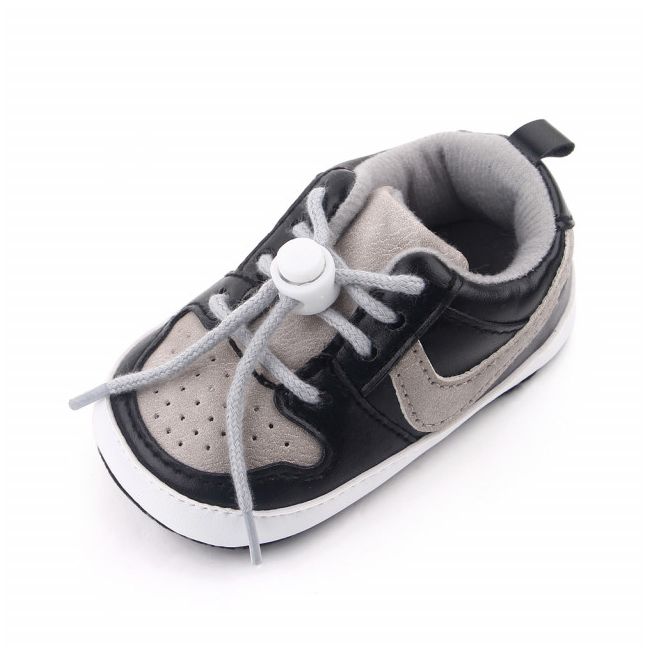 Adidasi gri cu negru pentru baietei ADd2660-1-p8.3-6 luni (Marimea 18 incaltaminte)