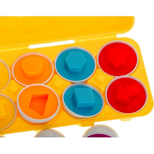 Joc educativ Matching eggs, Set 12 oua pentru invatarea formelor si culorilor Ikonka IK17739 BBJIK17739_Initiala