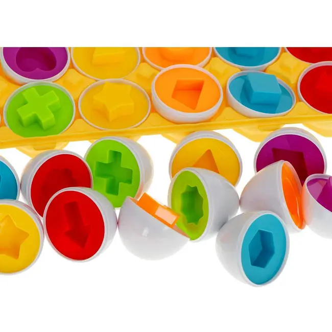 Joc educativ Matching eggs, Set 12 oua pentru invatarea formelor si culorilor Ikonka IK17739 BBJIK17739_Initiala