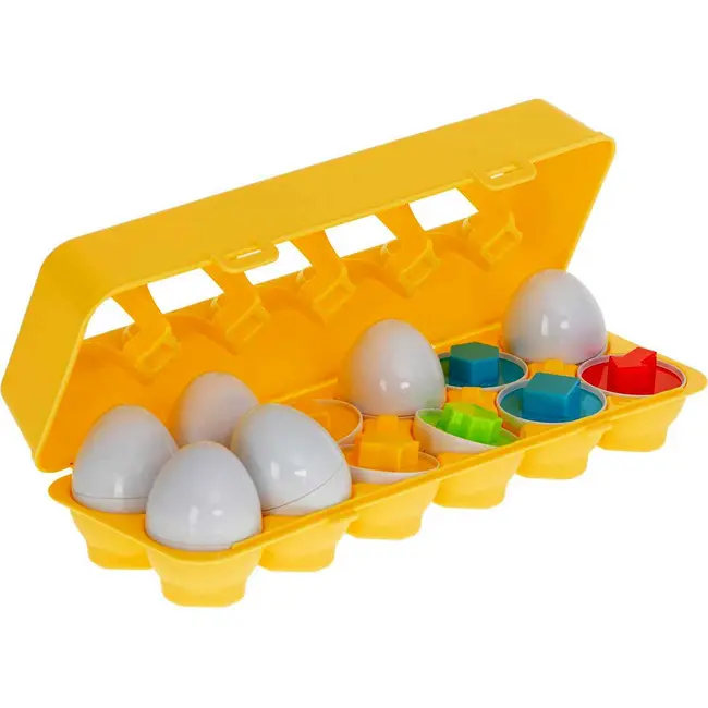 Joc educativ Matching eggs, Set 12 oua pentru invatarea formelor si culorilor Ikonka IK17739 BBJIK17739_Initiala