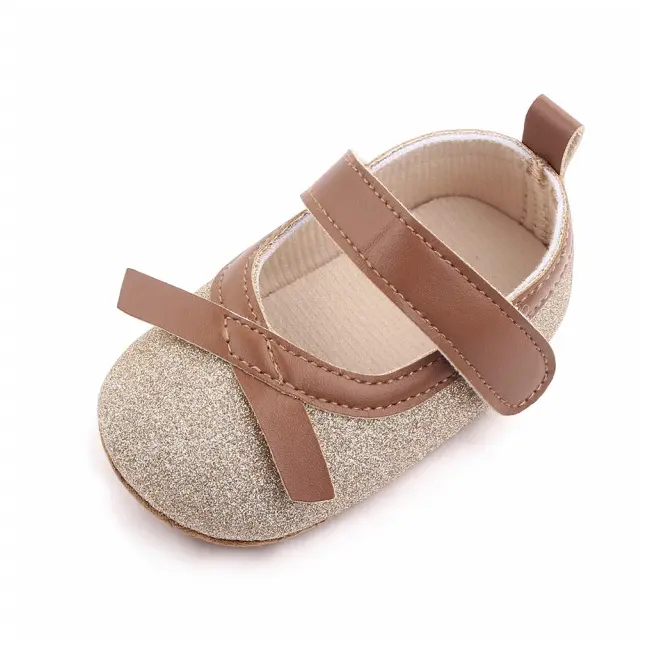 Pantofiori aurii cu fundita maro ADd2665-2-p4