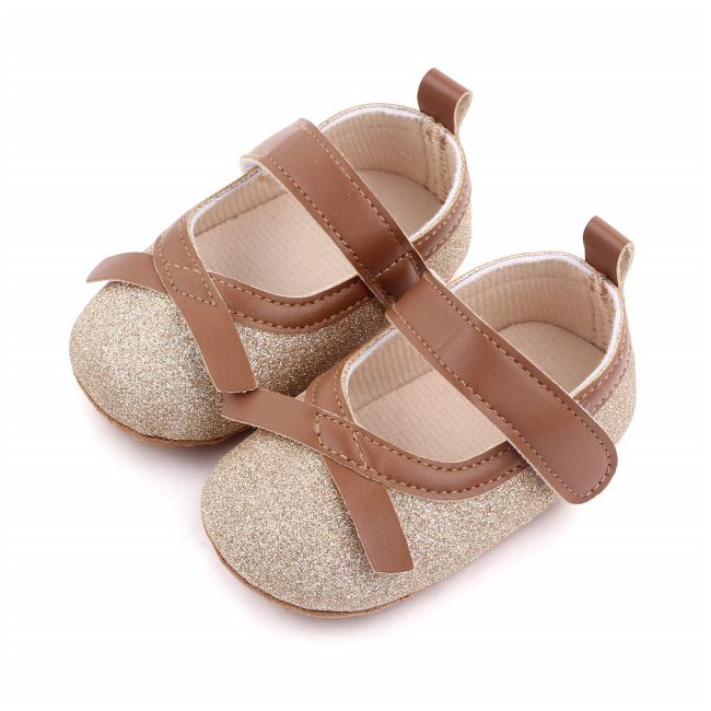Pantofiori aurii cu fundita maro ADd2665-2-p4