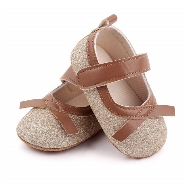 Pantofiori aurii cu fundita maro ADd2665-2-p4