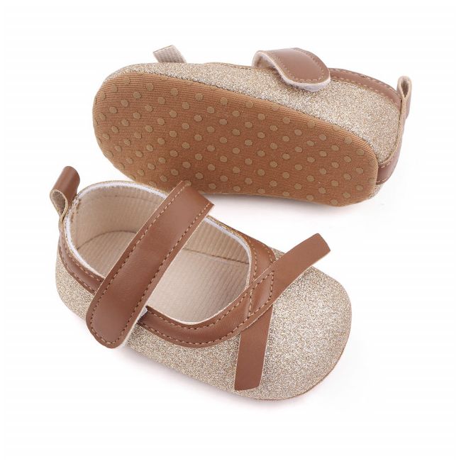 Pantofiori aurii cu fundita maro ADd2665-2-p4