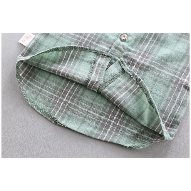 Salopeta din blugi si camasuta verde (Marime Disponibila: 18-24 luni) ADHQ326-3