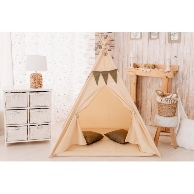 Cort de joaca, Beige teepee, 120 x 120 MRD952