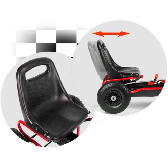 Kart cu pedale si roti gonflabile, gokart rk-594 ricokids 759401, rosu edeedi759401