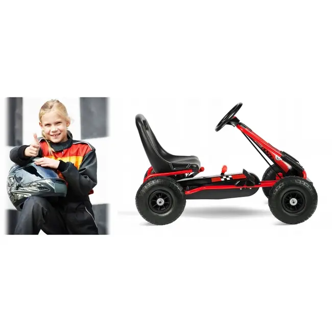 Kart cu pedale si roti gonflabile, gokart rk-594 ricokids 759401, rosu edeedi759401