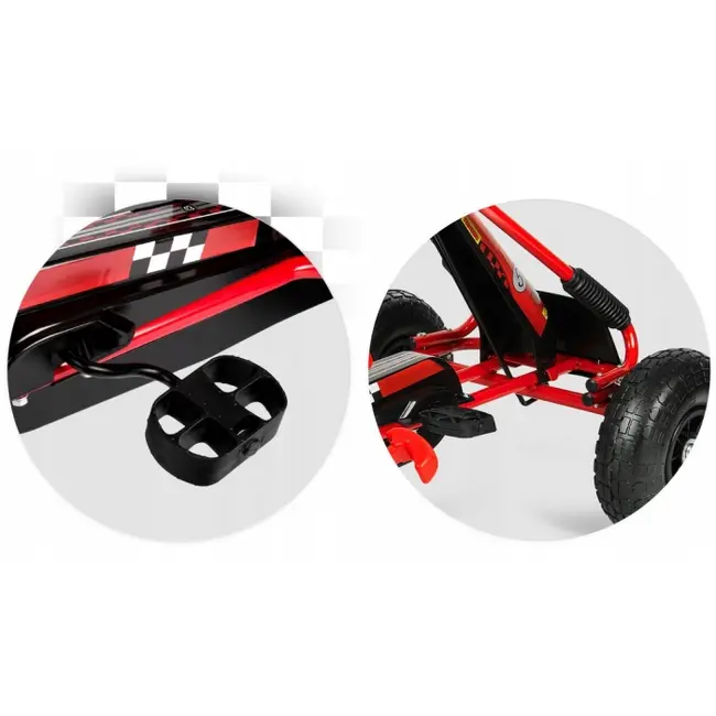 Kart cu pedale si roti gonflabile, gokart rk-594 ricokids 759401, rosu edeedi759401
