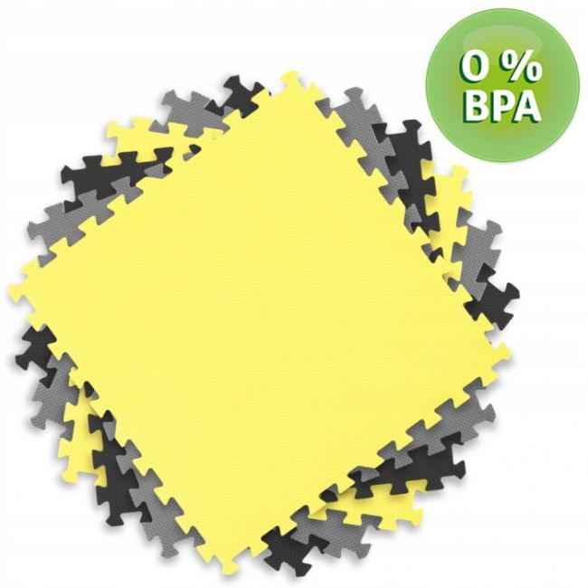 Salteluta de joaca tip puzzle 180 x 180 cm ricokids 7497 - galben - gri - negru edeedi7497