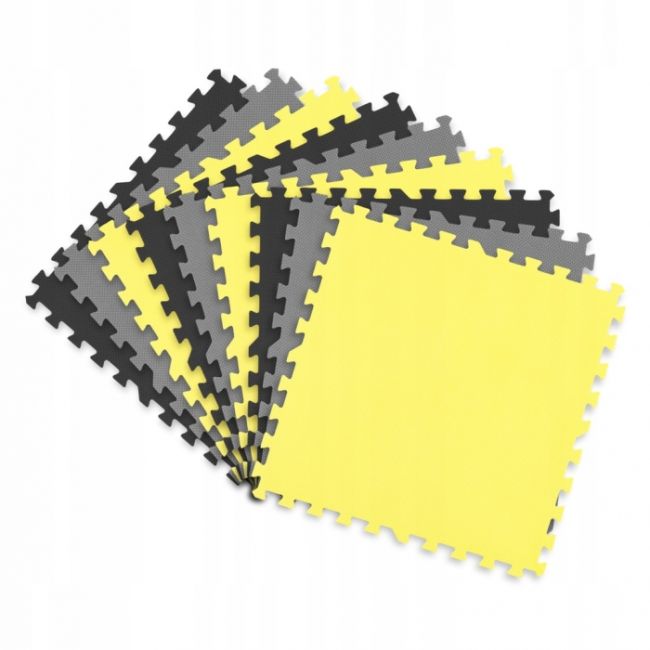 Salteluta de joaca tip puzzle 180 x 180 cm ricokids 7497 - galben - gri - negru edeedi7497