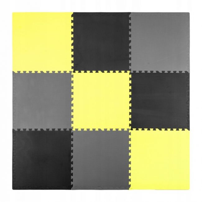 Salteluta de joaca tip puzzle 180 x 180 cm ricokids 7497 - galben - gri - negru edeedi7497