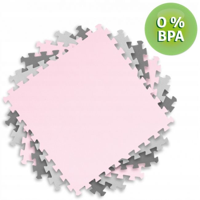 Salteluta de joaca tip puzzle 180 x 180 cm ricokids 7498 - roz - gri edeedi7498