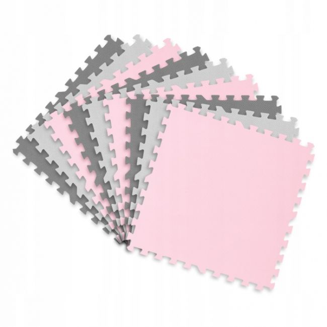 Salteluta de joaca tip puzzle 180 x 180 cm ricokids 7498 - roz - gri edeedi7498