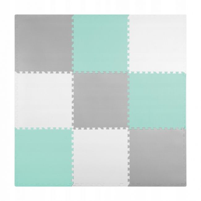 Salteluta de joaca tip puzzle 180 x 180 cm ricokids 7499 - turcoaz - gri edeedi7499