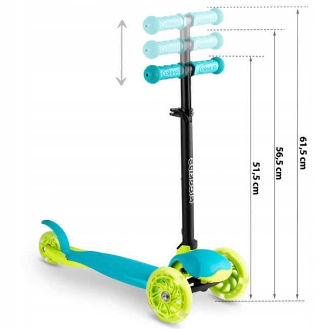 Trotineta cu roti cu led ricokids loco 765103 - turcoaz edeedi765103