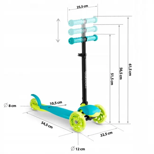 Trotineta cu roti cu led ricokids loco 765103 - turcoaz edeedi765103
