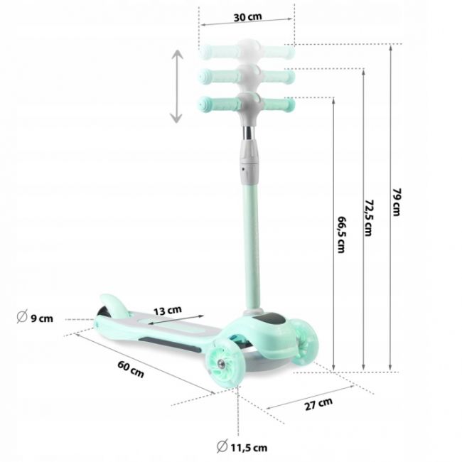 Trotineta cu roti cu led ricokids piko 765000 - turcoaz edeedi765000