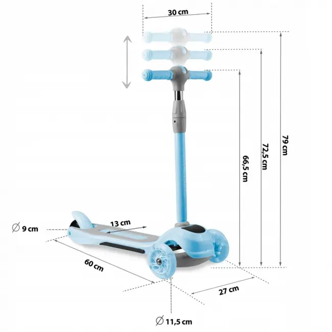 Trotineta cu roti cu led ricokids piko 765003 - albastru edeedi765003