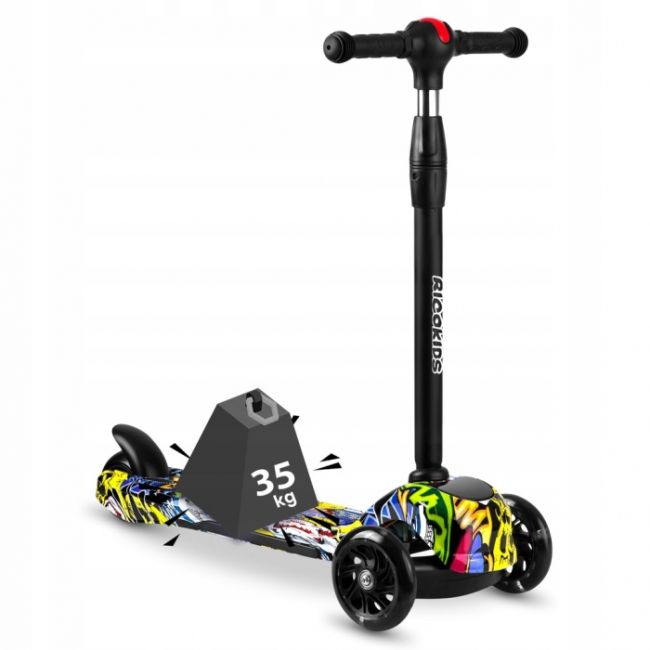 Trotineta cu roti cu led ricokids piko 765011 - negru - galben edeedi765011