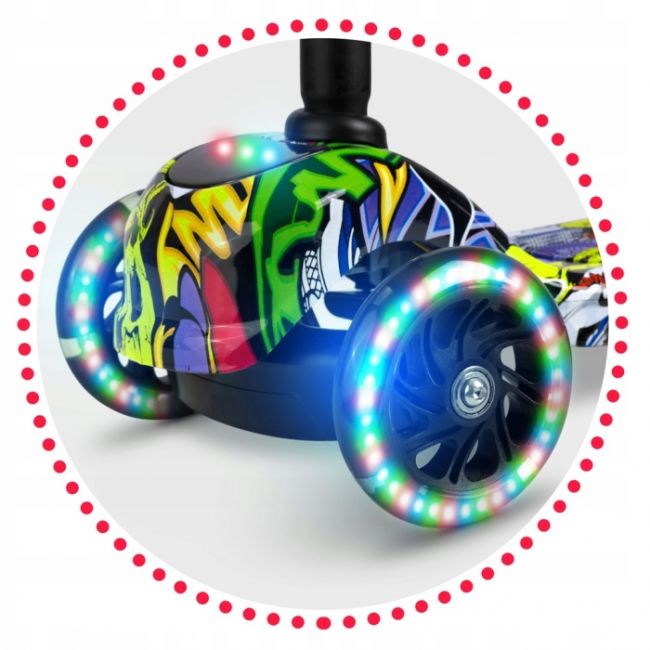 Trotineta cu roti cu led ricokids piko 765011 - negru - galben edeedi765011