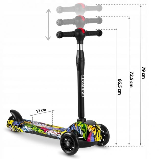 Trotineta cu roti cu led ricokids piko 765011 - negru - galben edeedi765011