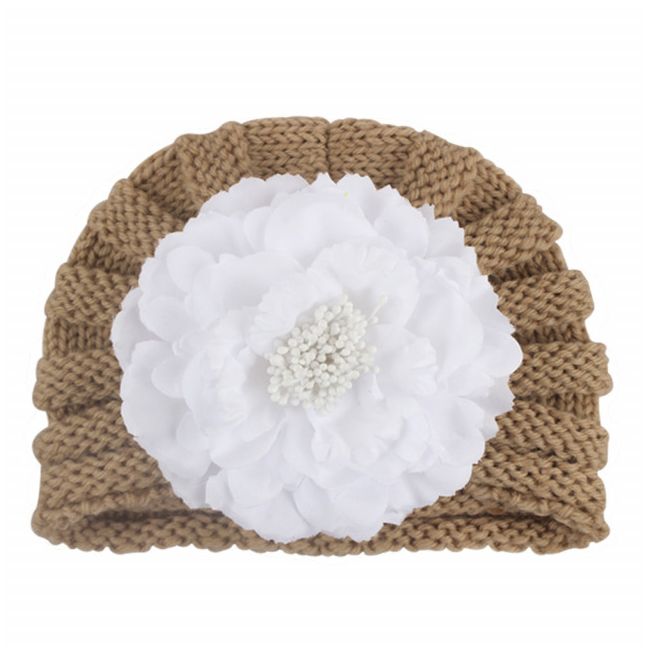 Caciulita crosetata tip turban cu floare aplicata MDx-19093-sa6