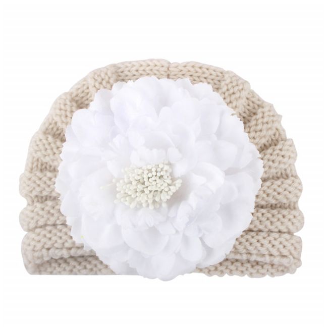 Caciulita crosetata tip turban cu floare aplicata MDx-19093-sa6
