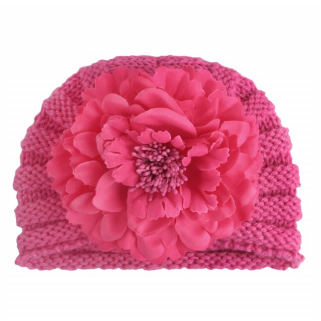 Caciulita crosetata tip turban cu floare aplicata MDx-19093-sa6