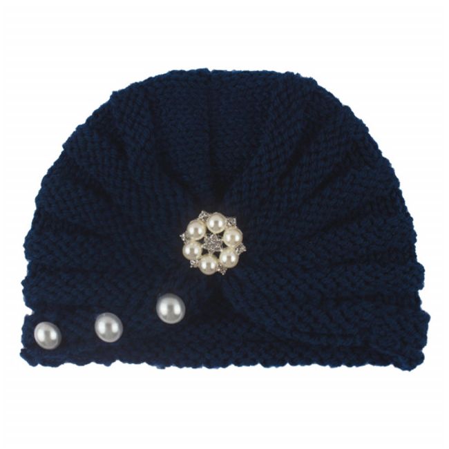 Caciulita crosetata tip turban cu perlute si strasuri MDx-19064-sa1