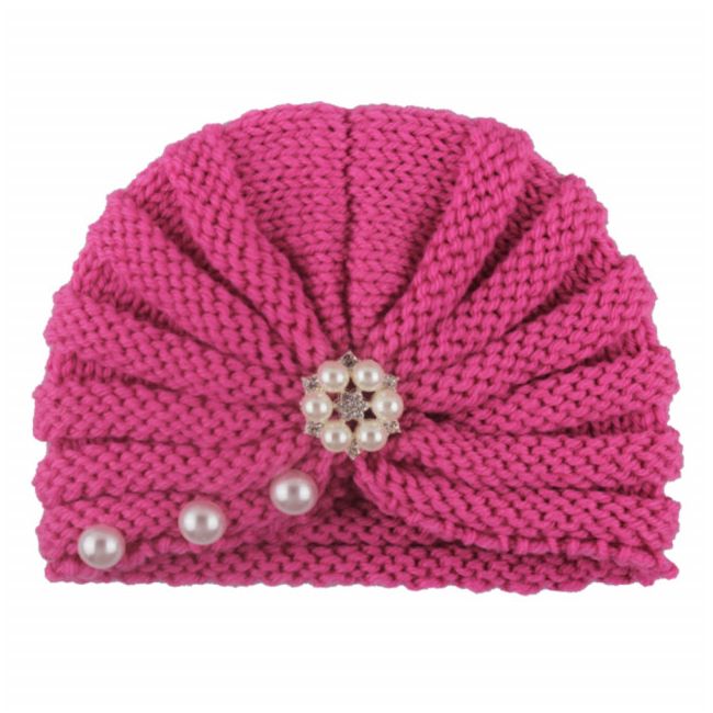 Caciulita crosetata tip turban cu perlute si strasuri MDx-19064-sa1
