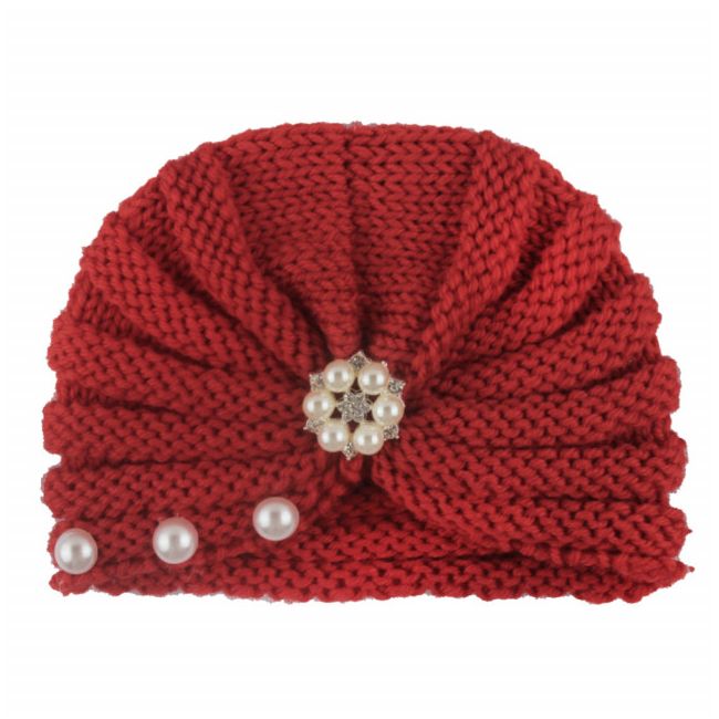 Caciulita crosetata tip turban cu perlute si strasuri MDx-19064-sa1